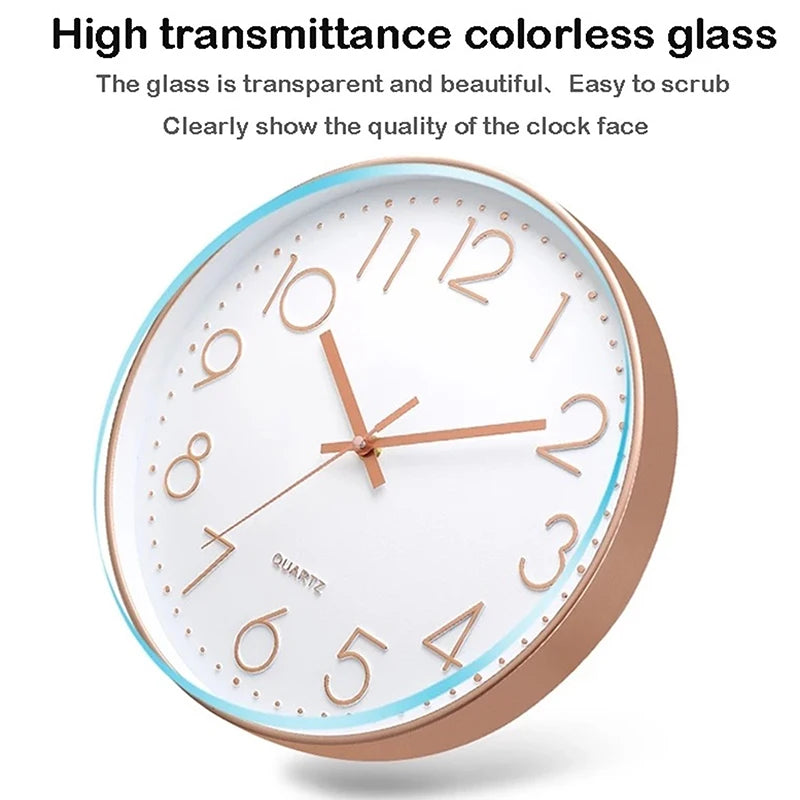 horloge murale moderne nordique verre transparent chiffres arabes blanc noir