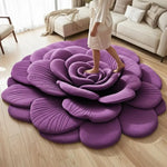 tapis fleur relief violet bleu rouge moderne velours cristallin doux salon durable