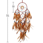 attrape rêves boho plumes marron turquoise motifs floraux décoration murale maison festive