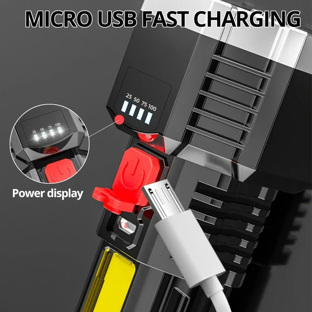 lampe torche led rechargeable leds cable usb moderne robuste camping