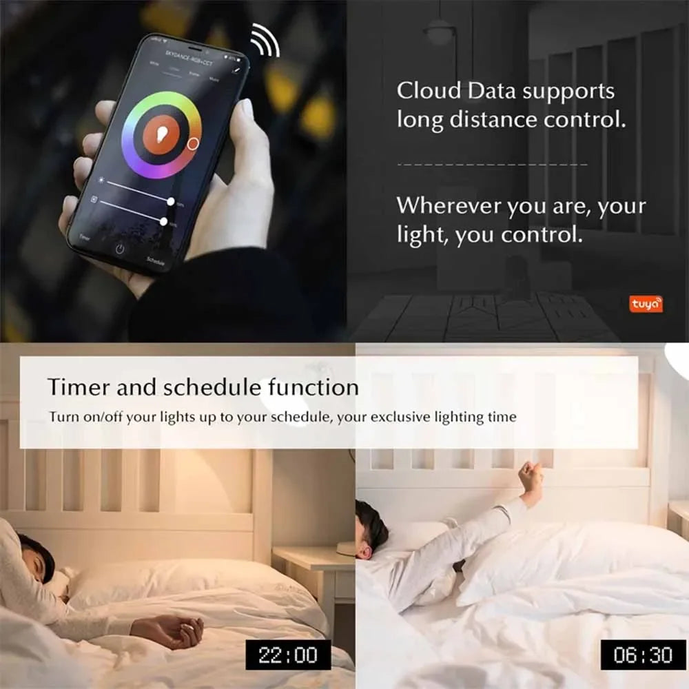 contrôleur led ruban blanc moderne adhésif usb tuya smart life alexa google zigbee 3.0