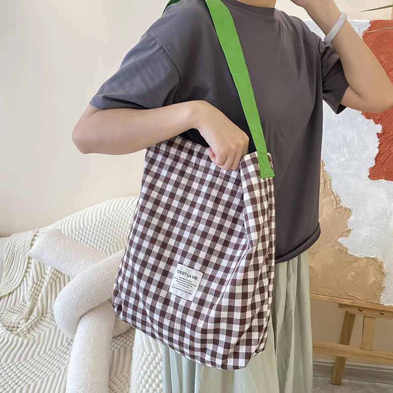 sac bandoulière femme toile carreaux blanc bleu marron rose opaque c'est vie porte cartes