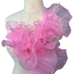 tissu plissé rose clair vert fluo bleu décoration élégante semi transparent fronces dentelle polyester