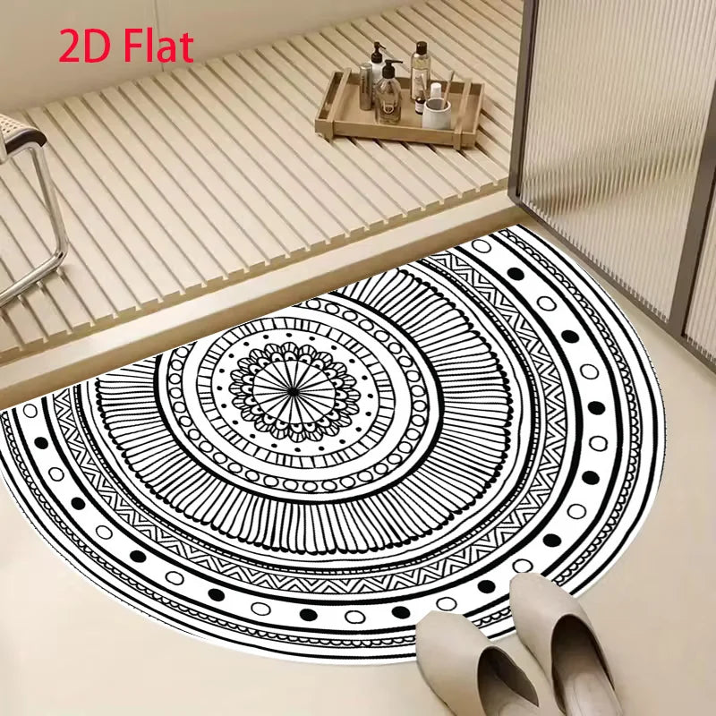 tapis antidérapant moderne chat noir pierres bleues ethnique intérieur extérieur chambre couloir cuisine