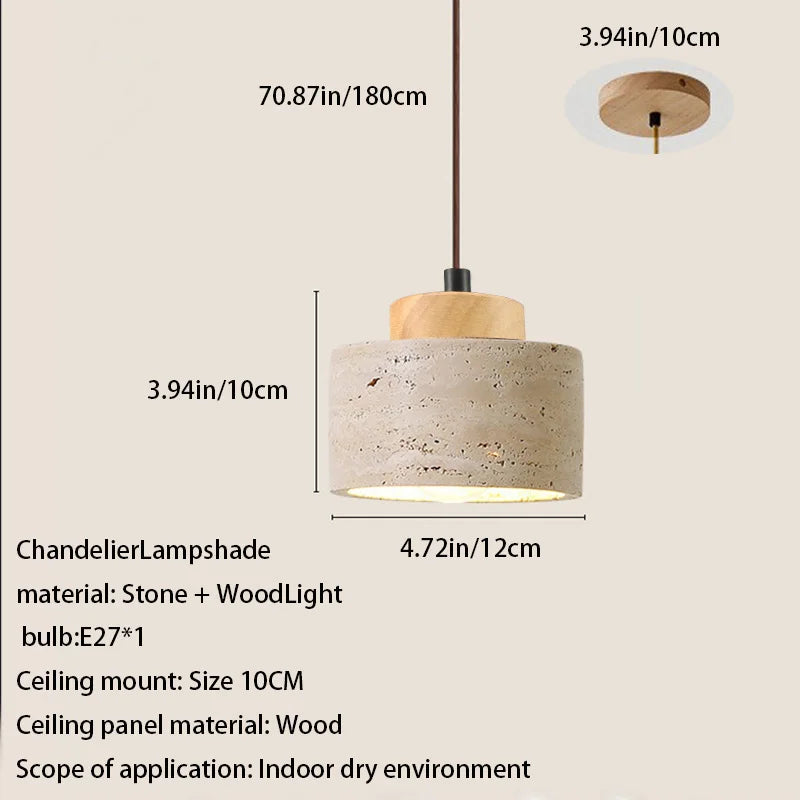 lampe suspendue pierre beige brun texture marbrée moderne minimaliste câble cuir marron ampoule E27