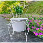 support plante chaise vintage blanche floral élégant maison jardin balcon