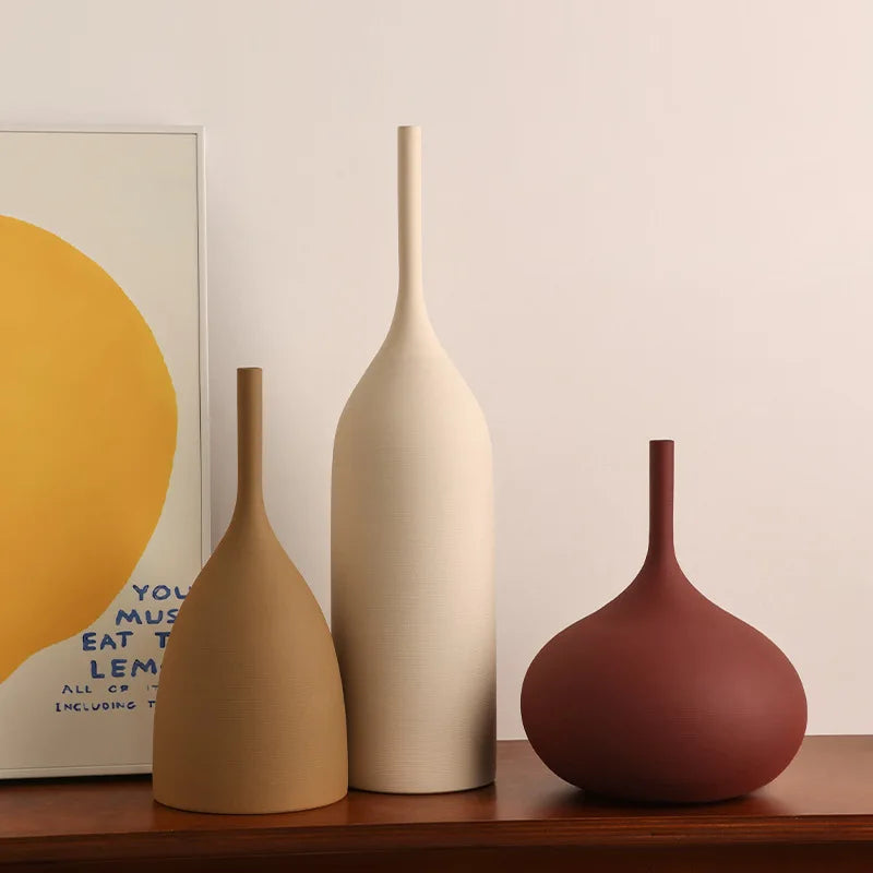 vases décoratifs céramique beige marron rouge minimaliste modernes scandinaves abstraits portaits bougies