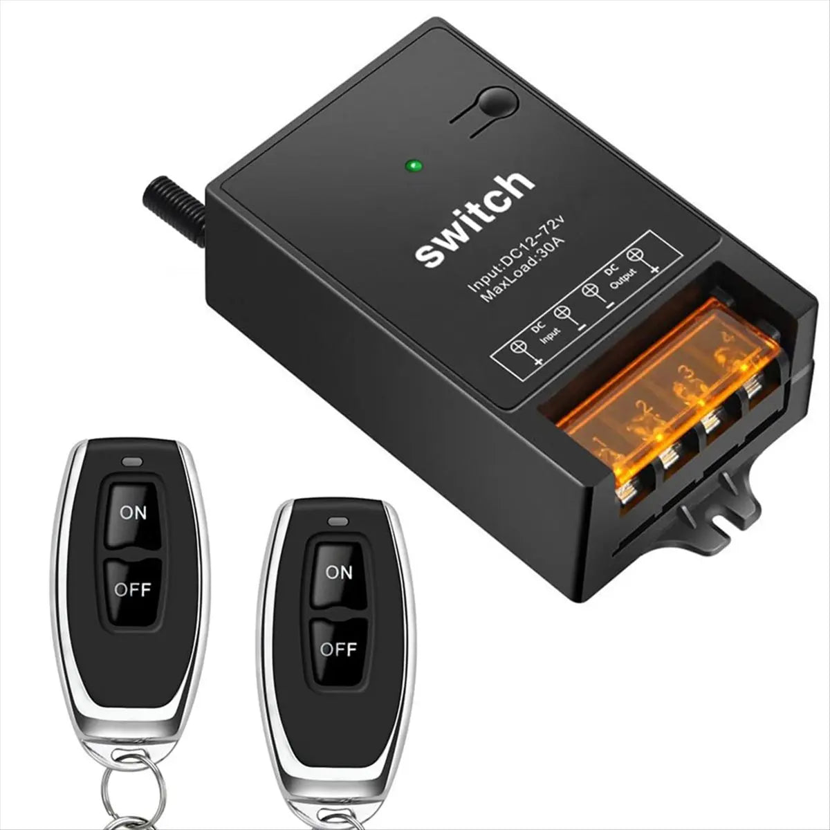 interrupteur sans fil 12v 30a commutateur télécommande lumière lampe ventilateur noir finition brillante antenne