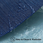 tapis table moderne bleu marine rayures fines 18in 12in durable vinyle respectueux environnement