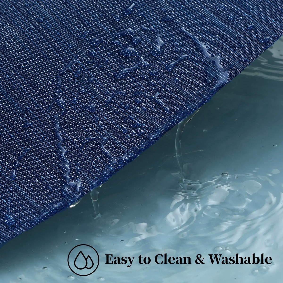 tapis table moderne bleu marine rayures fines 18in 12in durable vinyle respectueux environnement