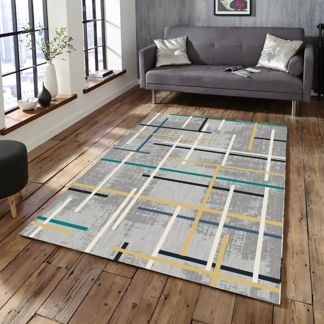 Vue de dessus du tapis rectangle avec design européen