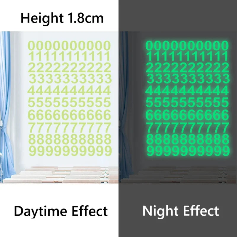 autocollants lumineux chiffres vert fluo moderne adhésif nuit décoration mur chambre enfants
