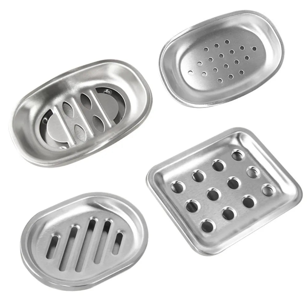 support savon argenté moderne perforations salle bains évier inoxydable contenant savon