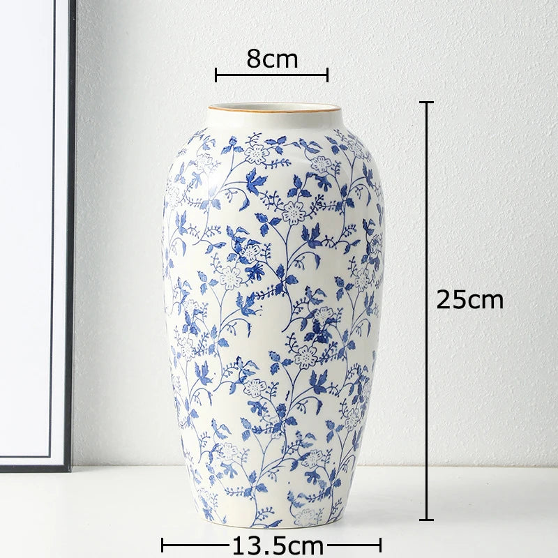 vase classique porcelaine fleurs blanc rouge bleu vert marron decoration table floral