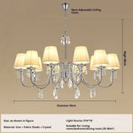 lustre cristal classique argenté abat jour conique cristaux pendus salon salle