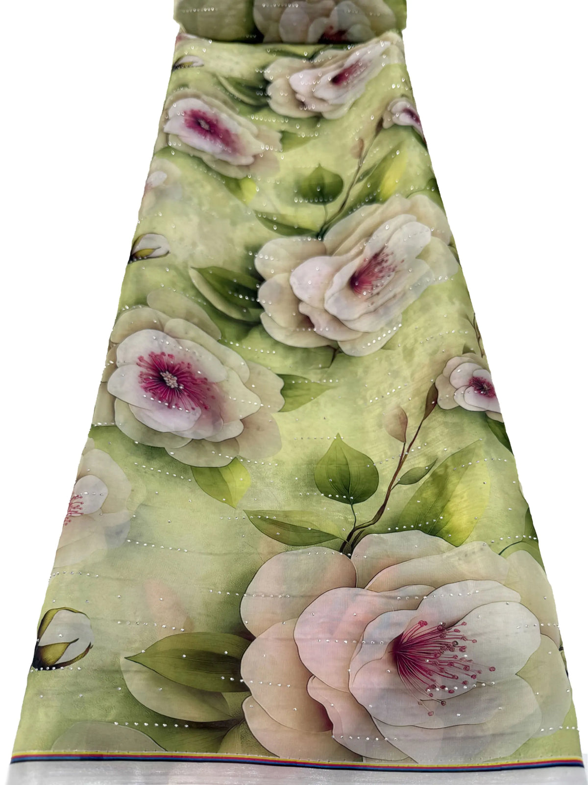 tissu tulle imprimé floral rose vert beige brodé occasion mariage simple