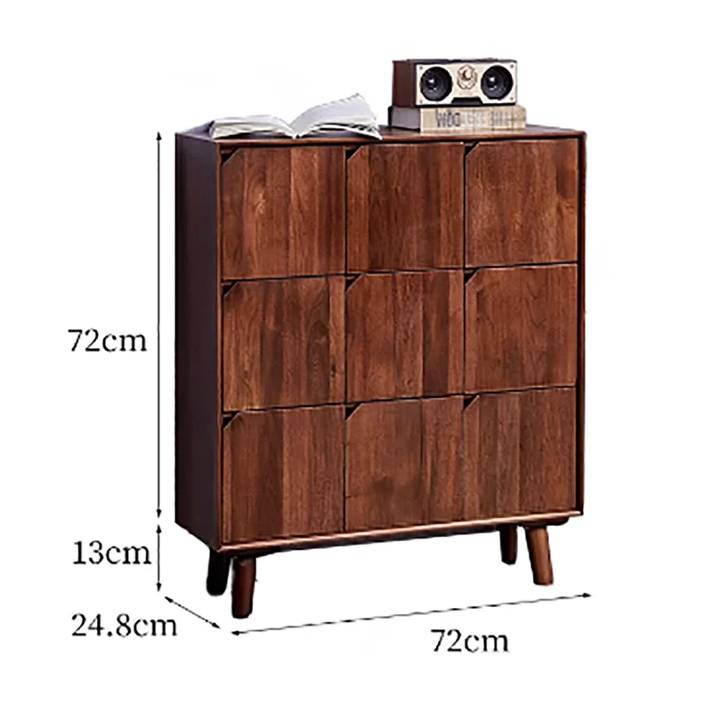 meuble salon armoire moderne marron étagères intégrées bouteille théière radio vintage