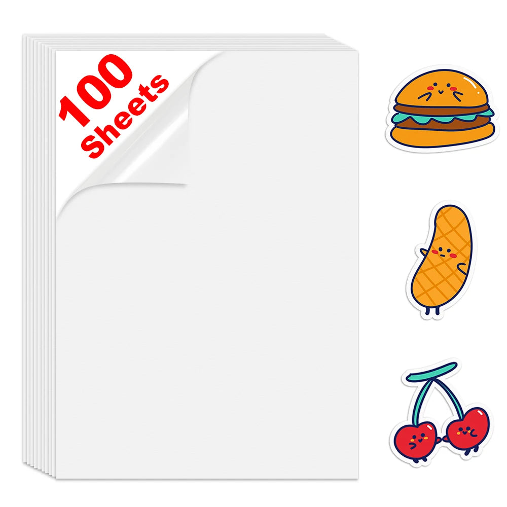 sticker adhésif transparent imprimable illustratif cartoon animaux planètes astronautes vinyle A4 210x297mm