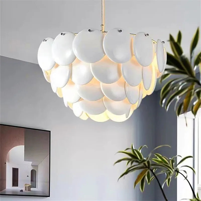 suspension lumineuse moderne verre blanc rond translucide salon salle manger cuisine