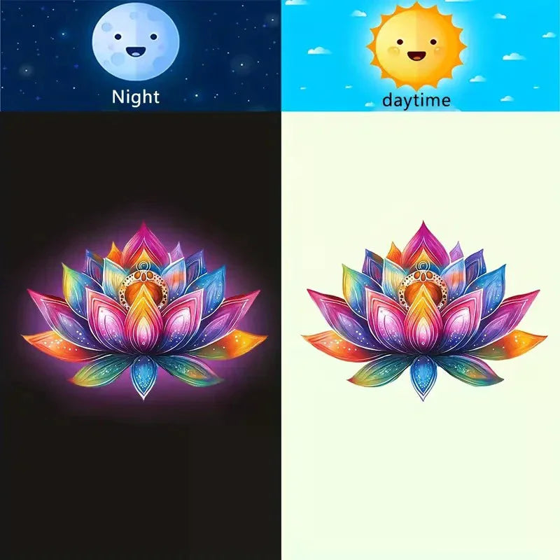 applique murale lumineuse fleur lotus motif étoiles bleu moderne adhésive chambre salon deco