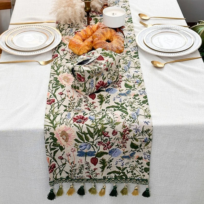tableau decoratif boheme pompons motifs floraux table restaurant halloween noel