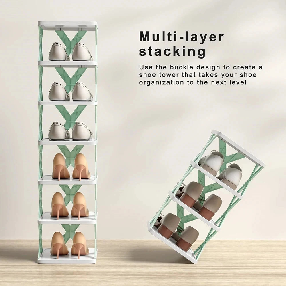 étagère chaussures empilable plastique modulable petit meuble rangement vertical gain place