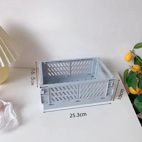 caisse rangement pliable plastique gris vert rose beige blanc grille ventilation moderne minimaliste poignées