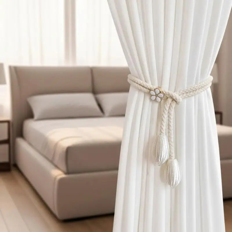rubans fenêtres élégants moderne tissé fleuri beige gris blanc sans perçage clous