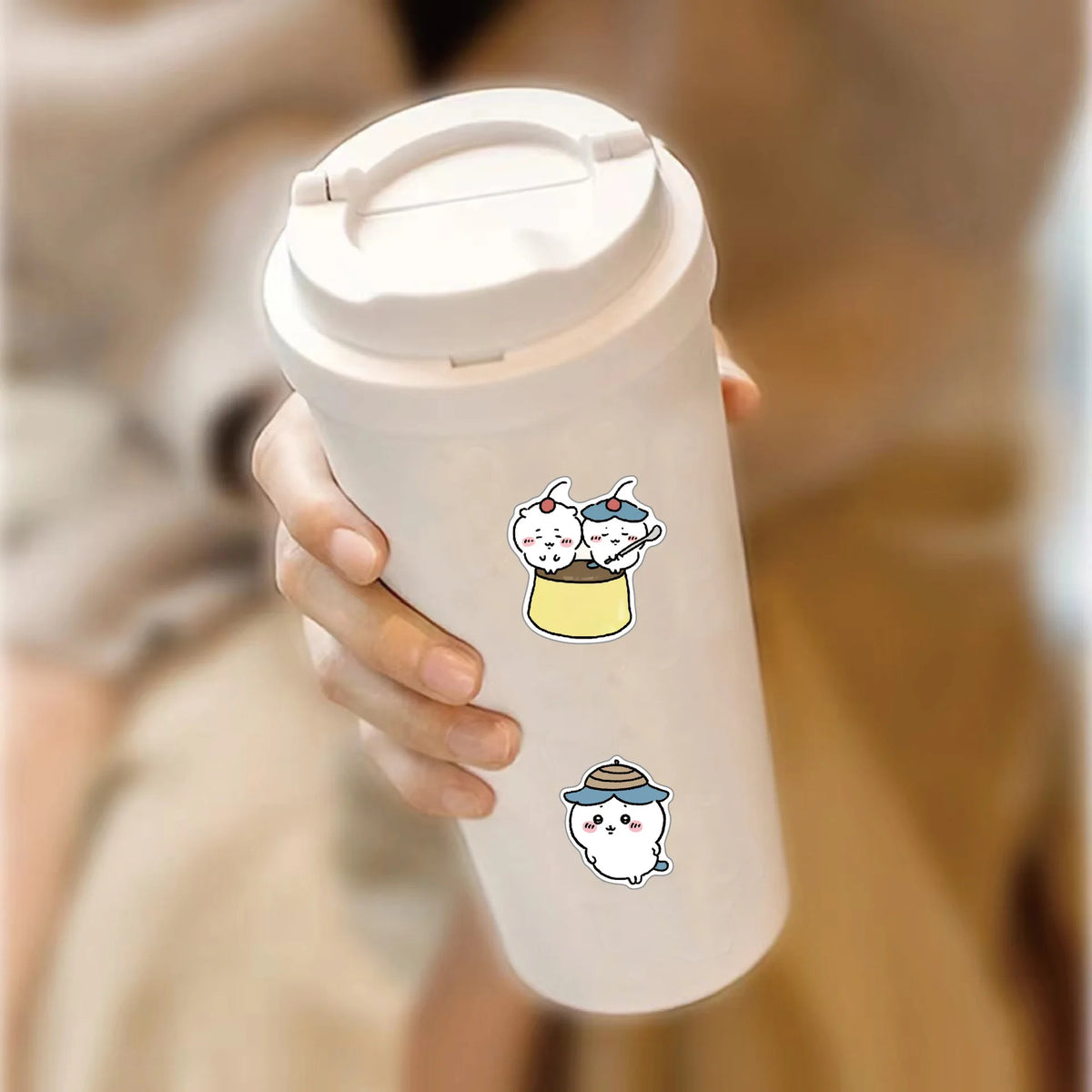 autocollants kawaii dessins animés moderne blanc divers personnages 100pcs thermos gobelet