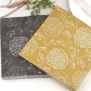 napperons papier 33x33cm 20 pièces serviettes pliées motifs floraux noir ocre décoratifs floral