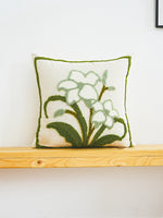 housse coussin motif floral brodé lilas marguerites tissu polyester opacité décoratif chambre lit