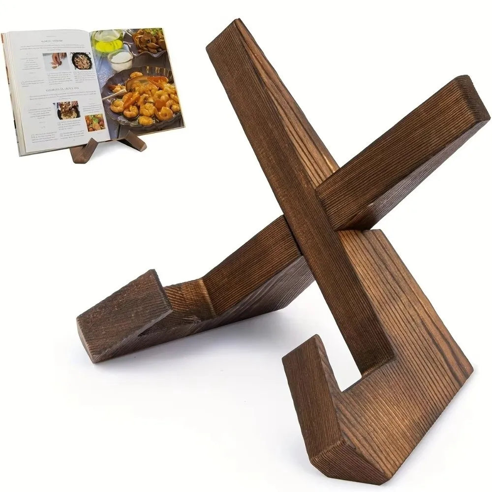 support livre bois marron moderne serre livres cuisine salle manger étagère présentoir menu