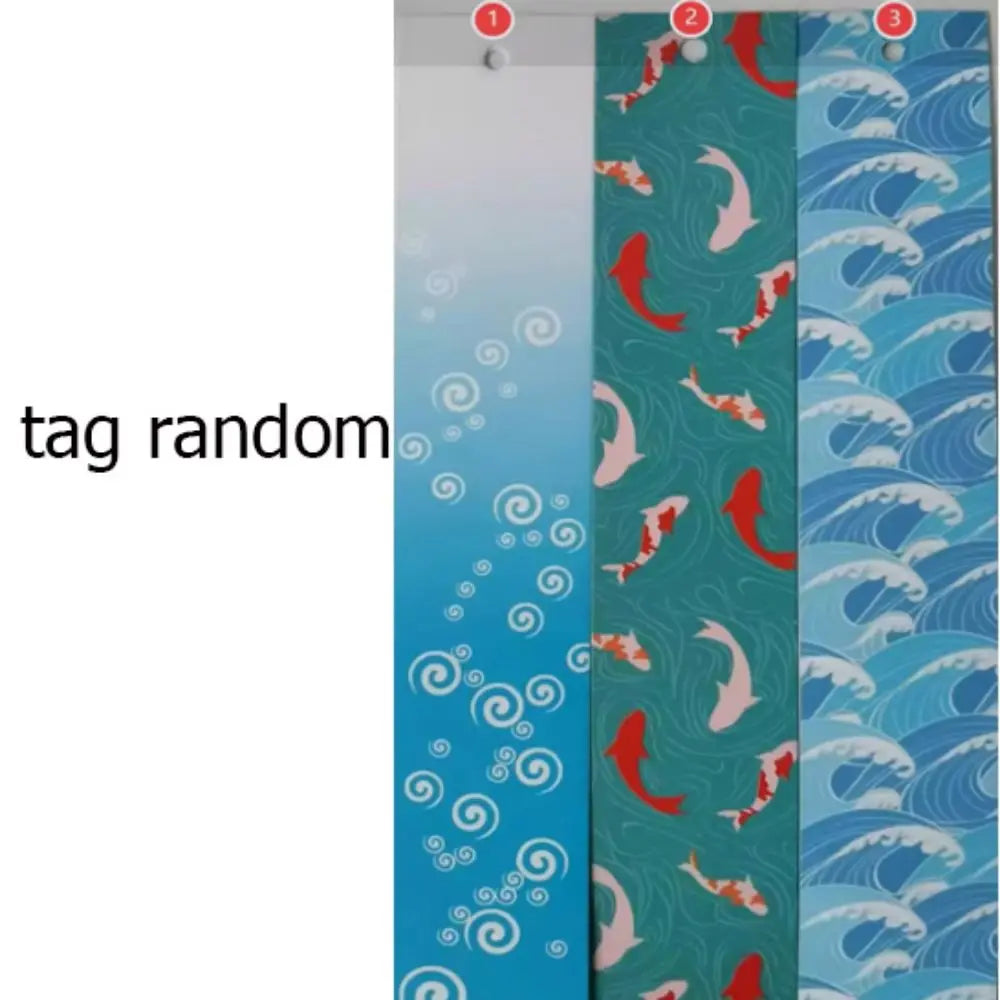 cloches vent moderne motif abstrait poissons vagues océan bleu vert noir jaune