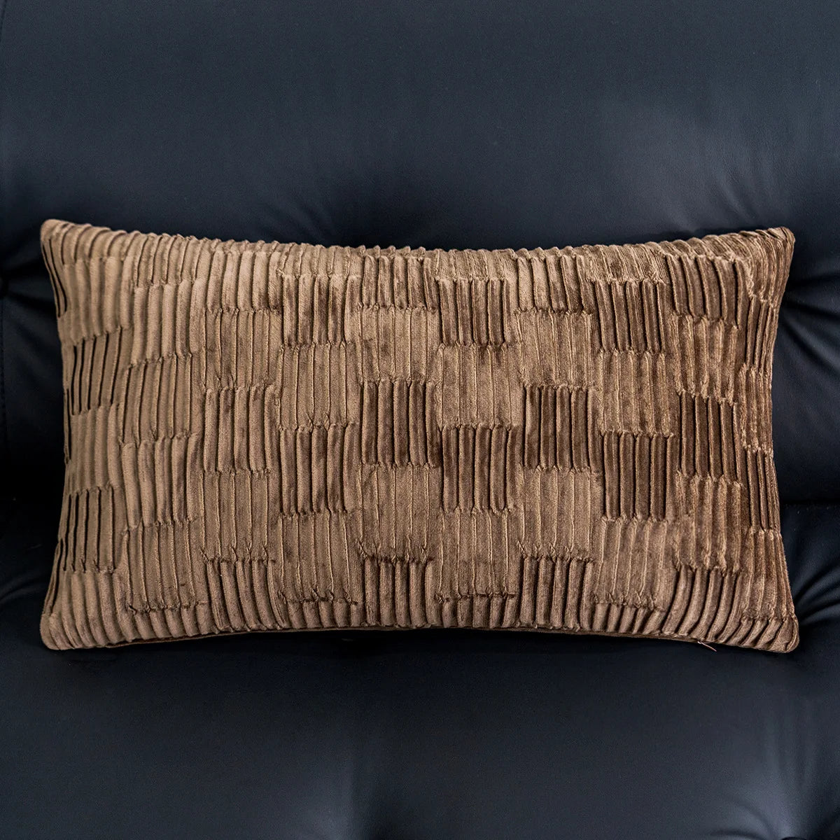 housse coussin marron motif arbre moderne décoration intérieure jacquard polyester 30x50cm 45x45cm fixations