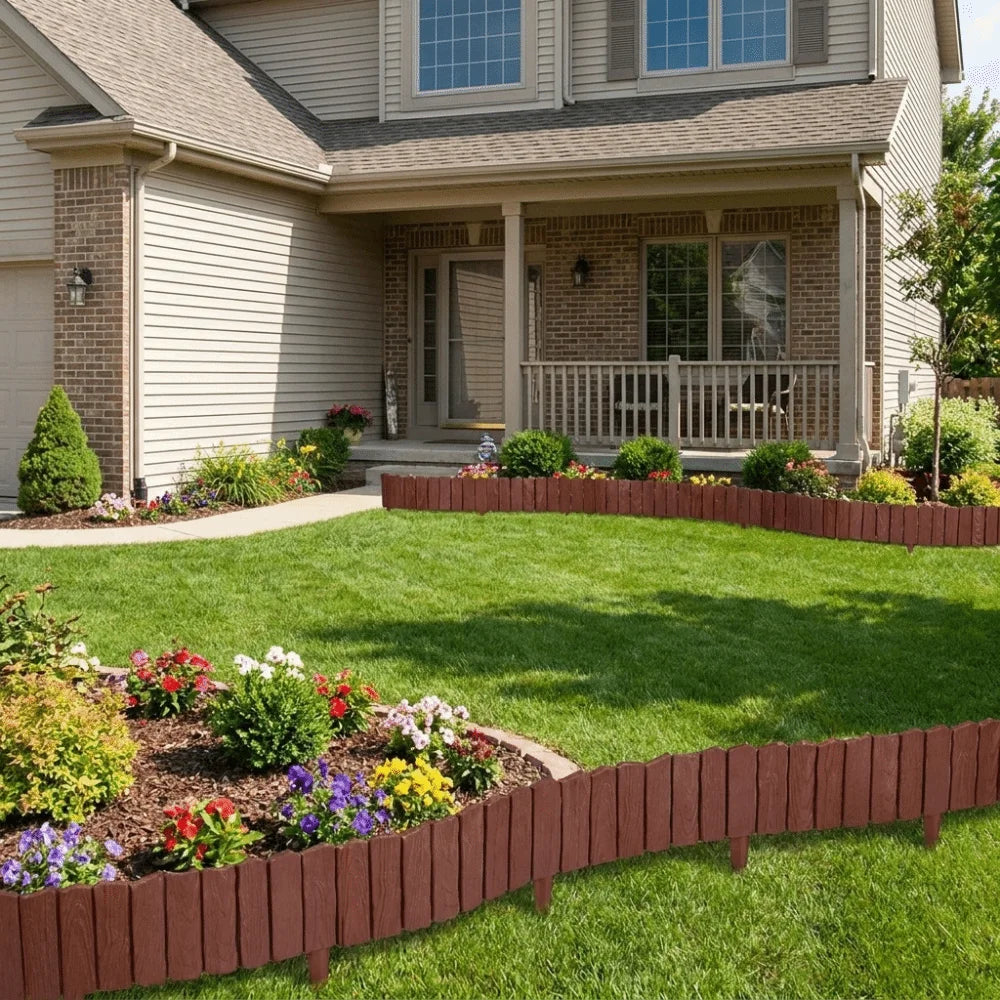 bordure jardin imitation bois marron noir gris résistante moderne piquets inclusextérieur jardin decorationpaque