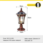 lampe solaire extérieure led bronze ornements dorés éclairage jardin classique économie energie ip55 aluminium