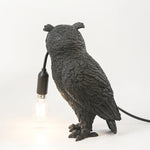 lampe poser oiseau noir plumes modernes naturel chambre coucher ampoule filament câble électrique