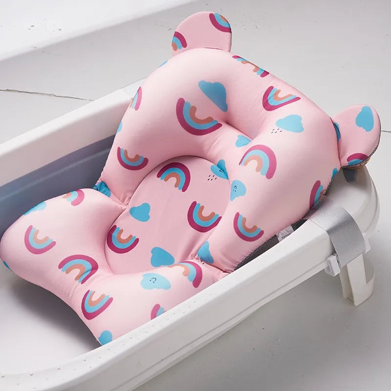 coussin bain bébé bleu rose points arcs ciel ceintures sécurité confortable moderne