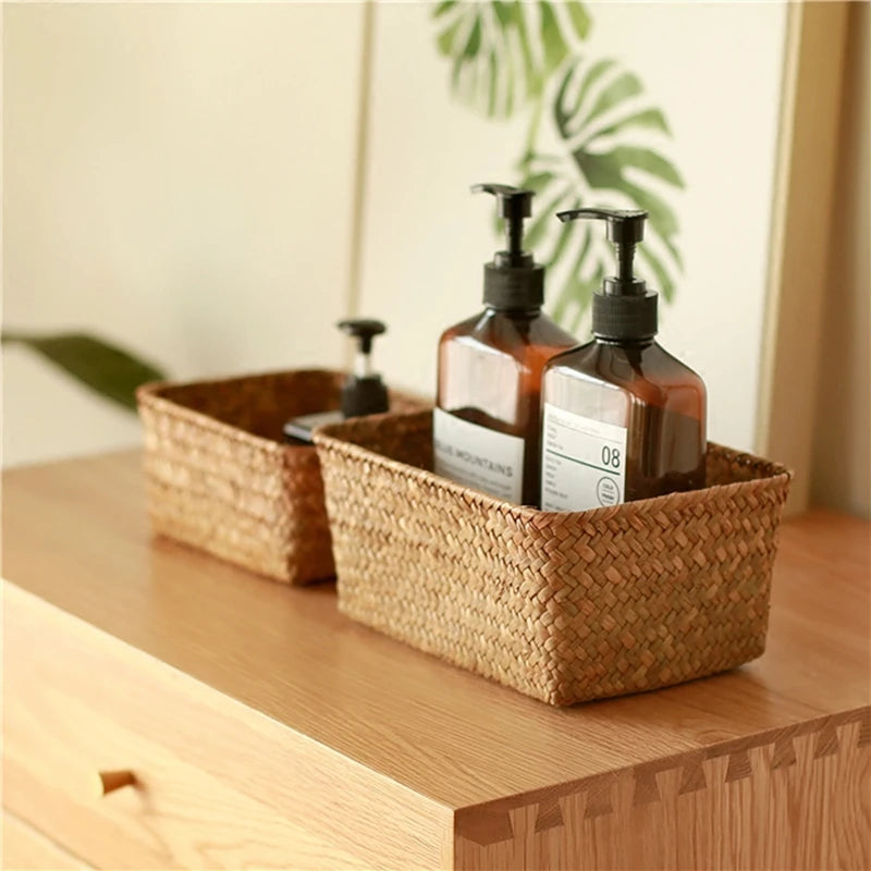 paniers rangement osier tressé naturel rustique articles divers organisation fruits cosmétiques