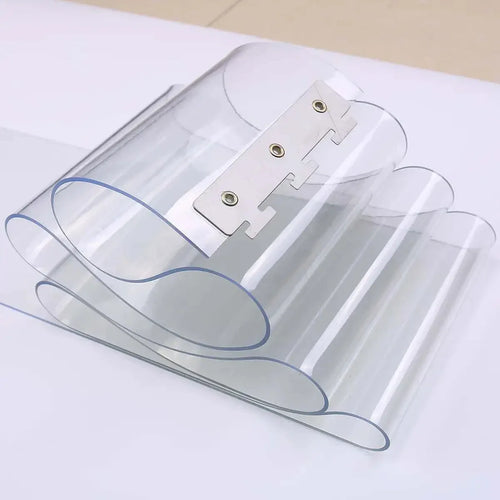rideau porte transparent moderne clips métalliques PVC coupe vent hiver fenêtre garage entrée isolation