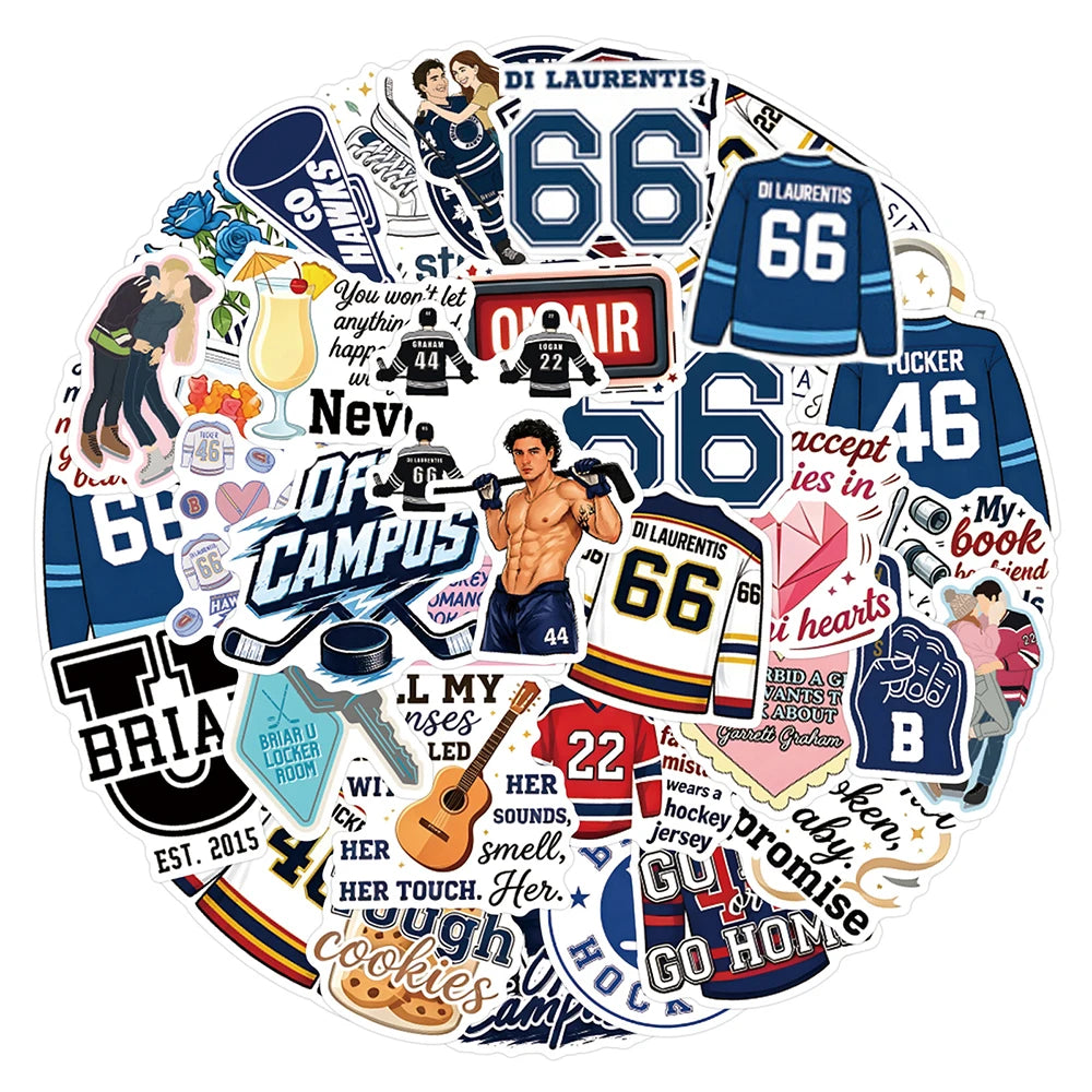 sticker adhésif motifs hockey coeurs citations personnes instruments variés populaire