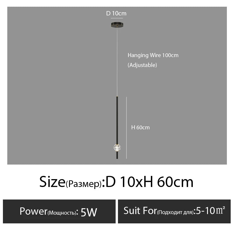 suspension lumineuse moderne or noir cristal led minimaliste contemporain translucent