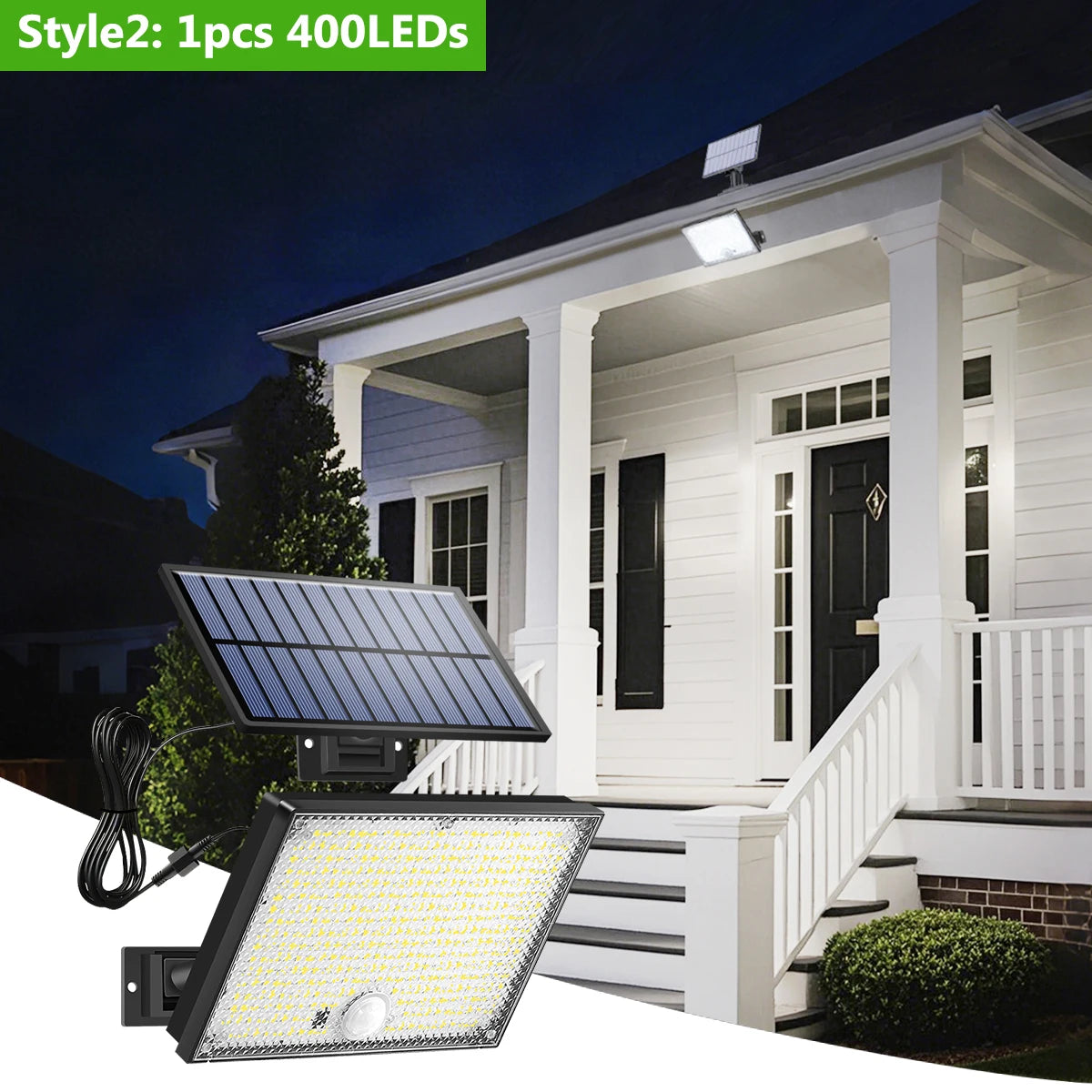 projecteur solaire led ip65 mural moderne modes 8h charge 12h éclairage