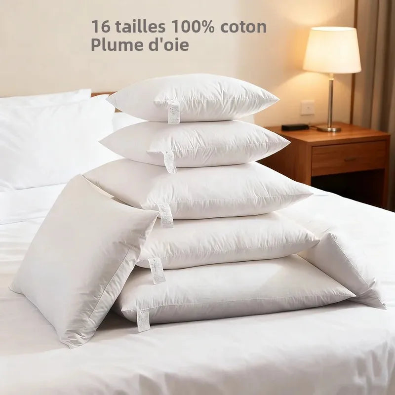 coussin plumes d'oie coton blanc uni moderne non amovible lavable 30x50 35x50 40x40