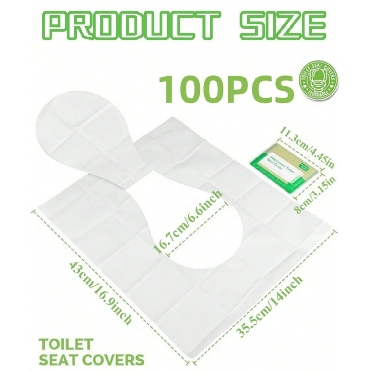 couvre siège toilette jetable blanc feuilles vertes pratique hygiénique 43cm 35.5cm 10 pieces pack