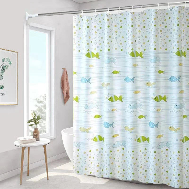 rideau douche moderne opacité bulles triangles blanc bleu vert jaune