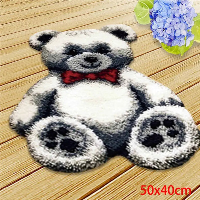 kit crochet tapis décoratif ours mignon motif champignon abeille enfantin bricolage fait main