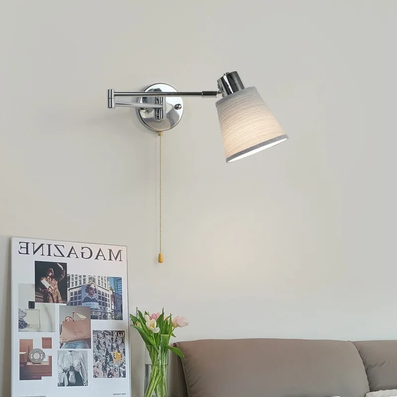 lampe murale articulée chrome plissée éclairage quotidien moderne interrupteur cordonversible