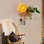 lampe murale scandinave bois naturel feuilles vertes plante boule lumineuse chaîne éclairage chambre salon