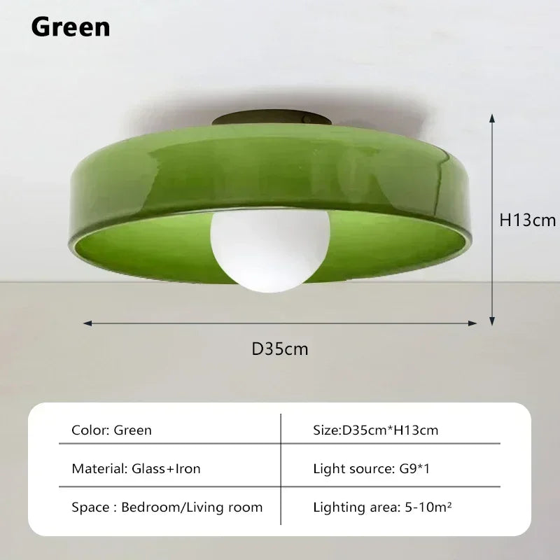 lampe moderne blanc vert jaune marron rond translucide adhésif ampoule G9 5W 25cm